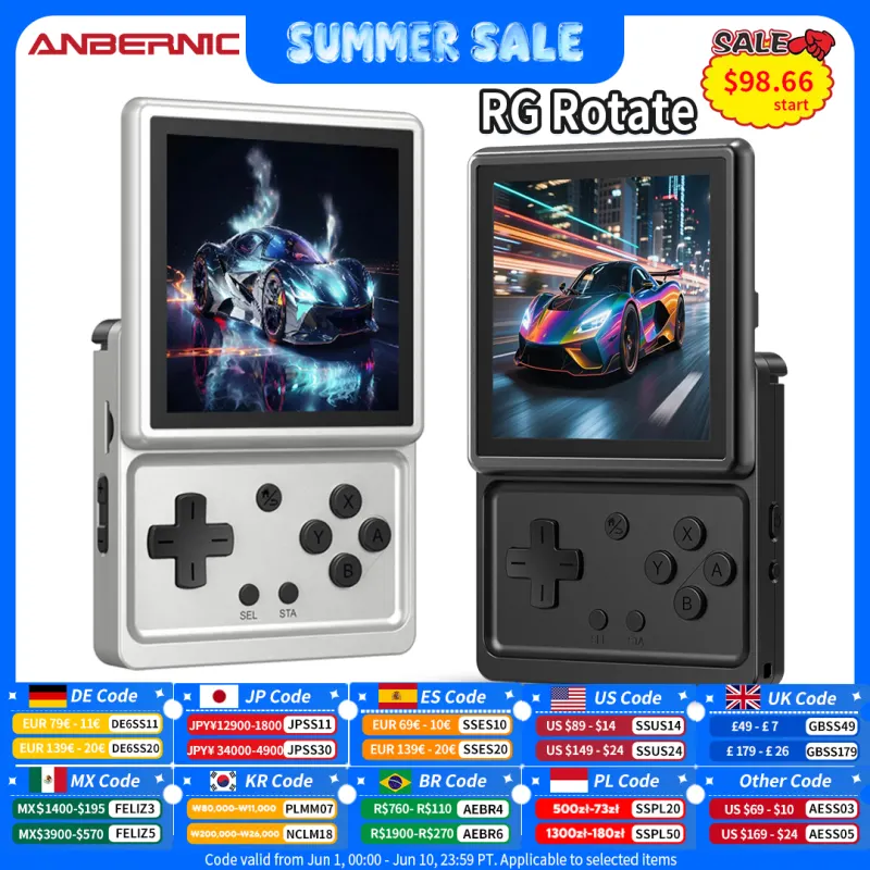 Anbernic RG Rotate Handheld Game Console 3.5" IPS Rotating Screen Android Portable Games Player Supports WIFI AI Streaming Gift