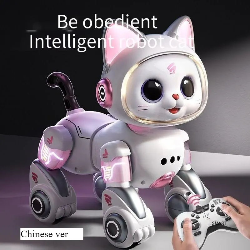 Remote Control Walking Robot Cat Toy, Electric Meowing Pet Gift for Boys Girls Kids Birthday Christmas