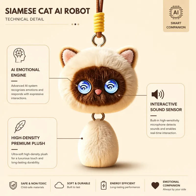 Smart Voice Recognition AI Cat Plush Pendant Emotional Interaction Companion Robot Soft Fluffy Keychain Interactive Electronic