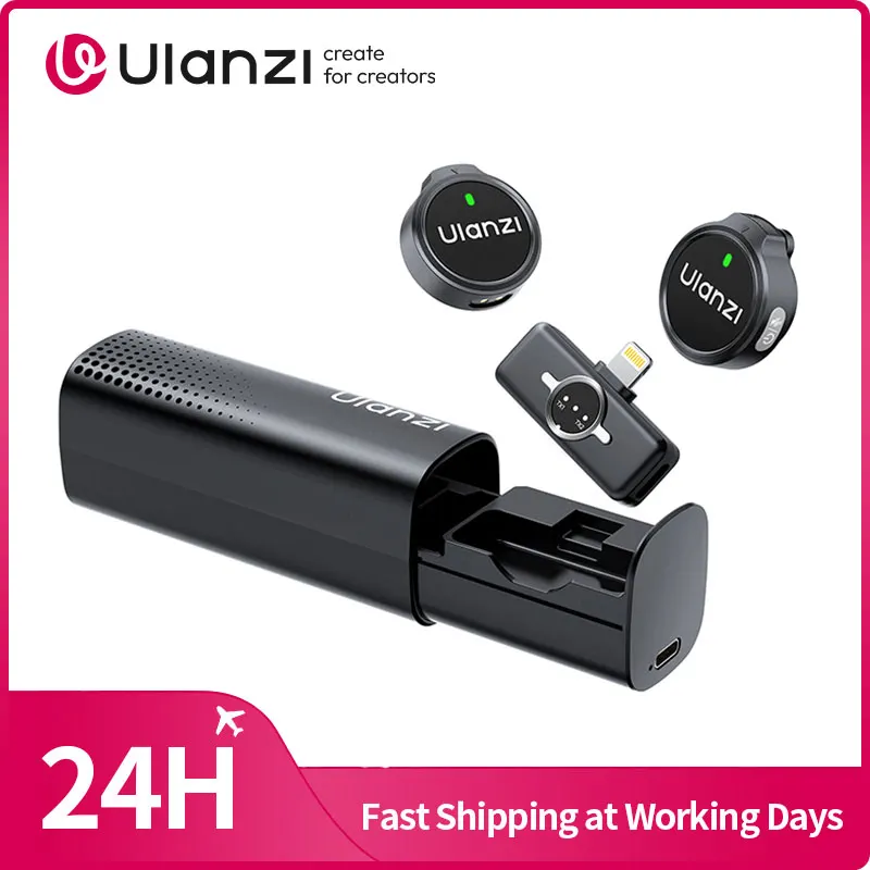 Ulanzi A21 Wireless Microphone AI Noise Reduction Magnetic Lavalier MIC for iPhone 17 16 15 for Live-Streaming Vlog Interview