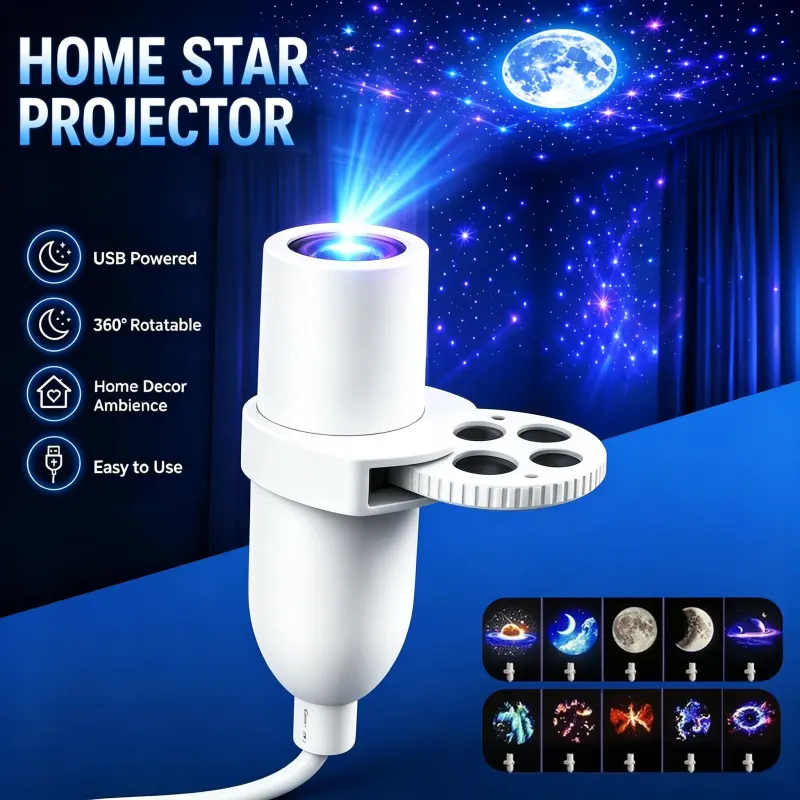 Mini USB Galaxy Star Projector Light 360° Adjustable Night Light Atmosphere Lights For Bedroom Romantic Night Birthday Party Use