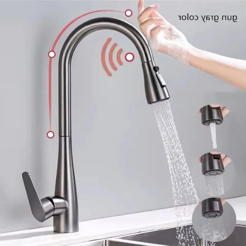 GEGVE Smart Touch Kitchen Faucets 304 Stainless Steel Removable Sensor Sink Faucet Part Tap Tap Mixer Kitchen Tap Brushed