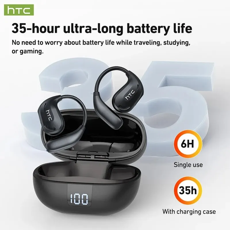 Bluetooth Headphones HTC NE47 AI Translation Open Ear, Surround Sound Comfortable Fit for Sports Running, Long Battery Life