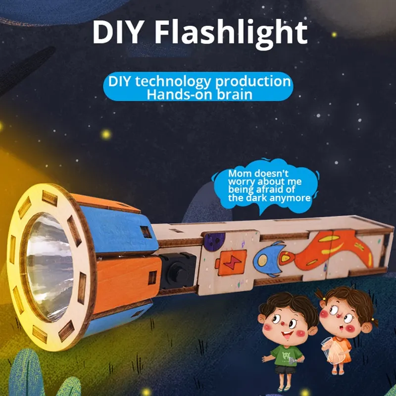 DIY Flashlight Technology Small Production Set Homemade Hand-Assembled Electrical Physics Science Toys